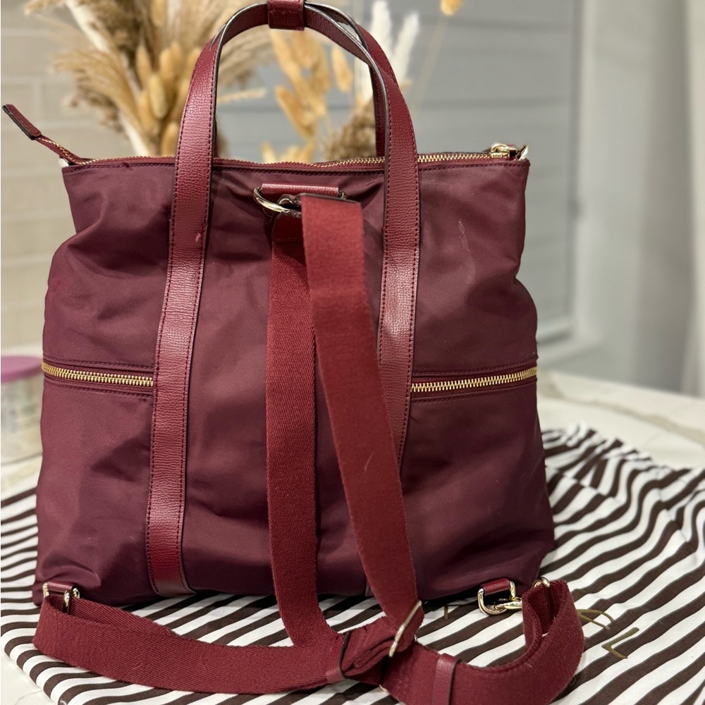 Henri Bendel Jetsetter Convertible Backpack/crossbody/tote Oxblood/Burgundy - Picture 4 of 16